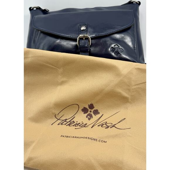 PATRICIA NASH Kirby leather front pocket vintage large crossbody NAVY EUC - Picture 7 of 14